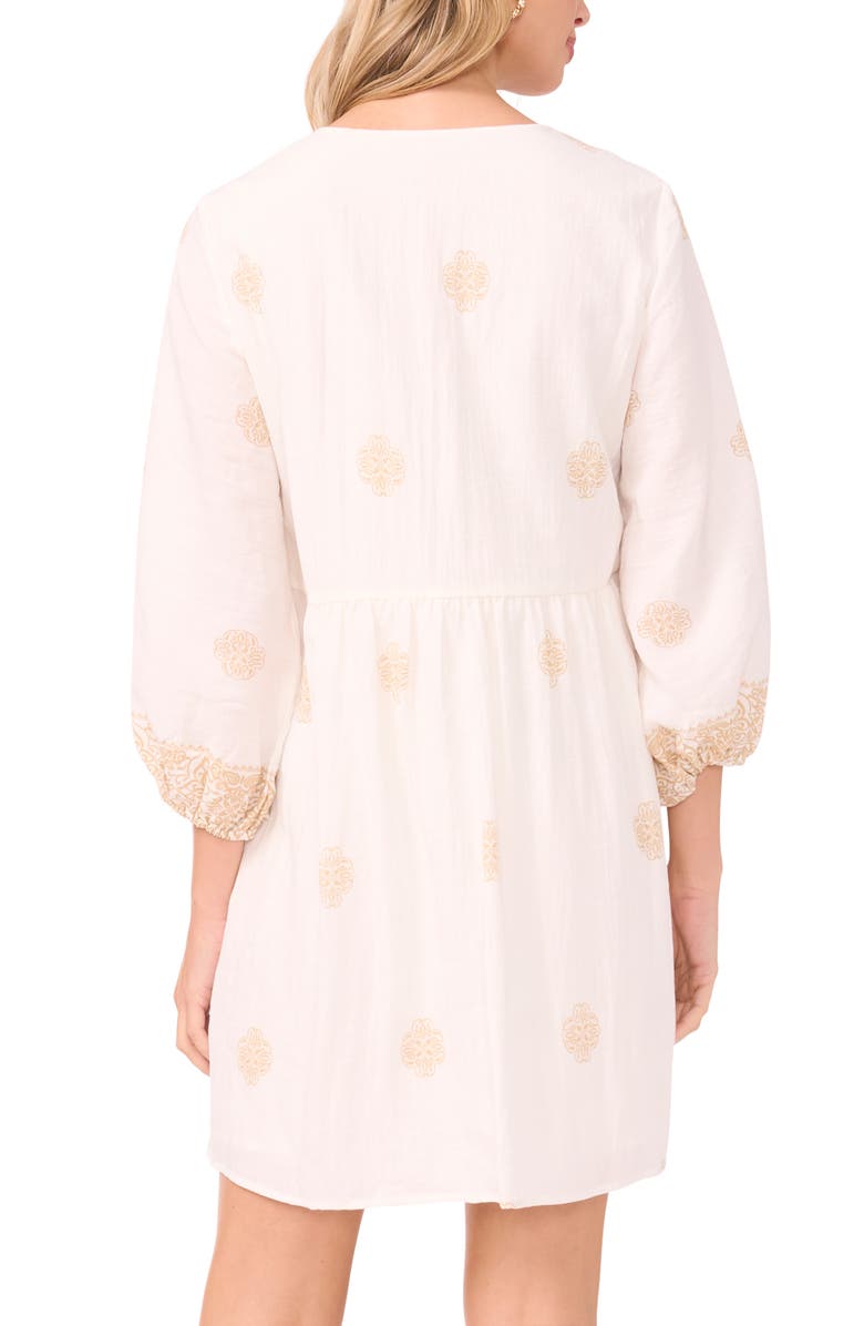 Vince Camuto Floral Brocade Shift Minidress, Alternate, color, Camel