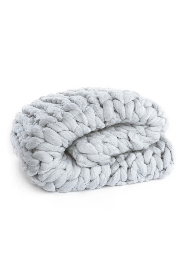 Grey Cotton Throw, Main, color, GREY