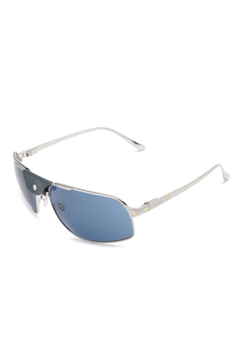 64mm Oversize Navigator Sunglasses, Alternate, color, SILVER