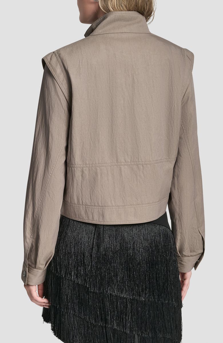 DKNY Crop Moto Jacket, Alternate, color, Tan