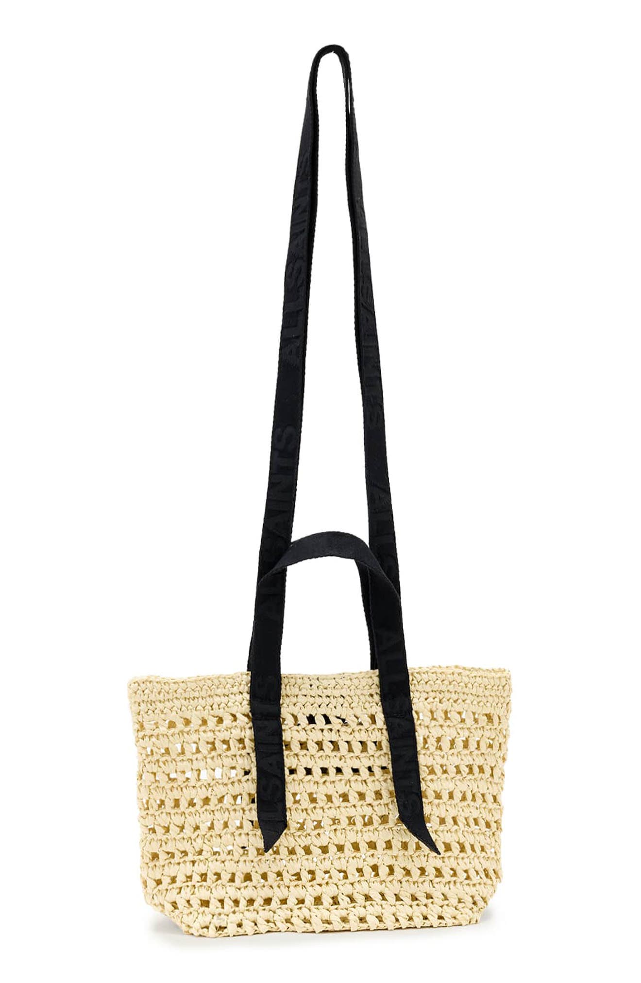 AllSaints Mini Celayne Straw Tote, Alternate, color, Unbleached White