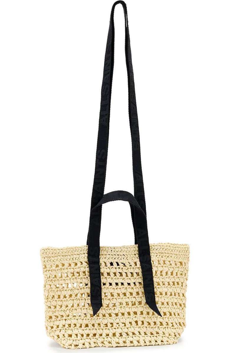 AllSaints Mini Celayne Straw Tote, Alternate, color, Unbleached White