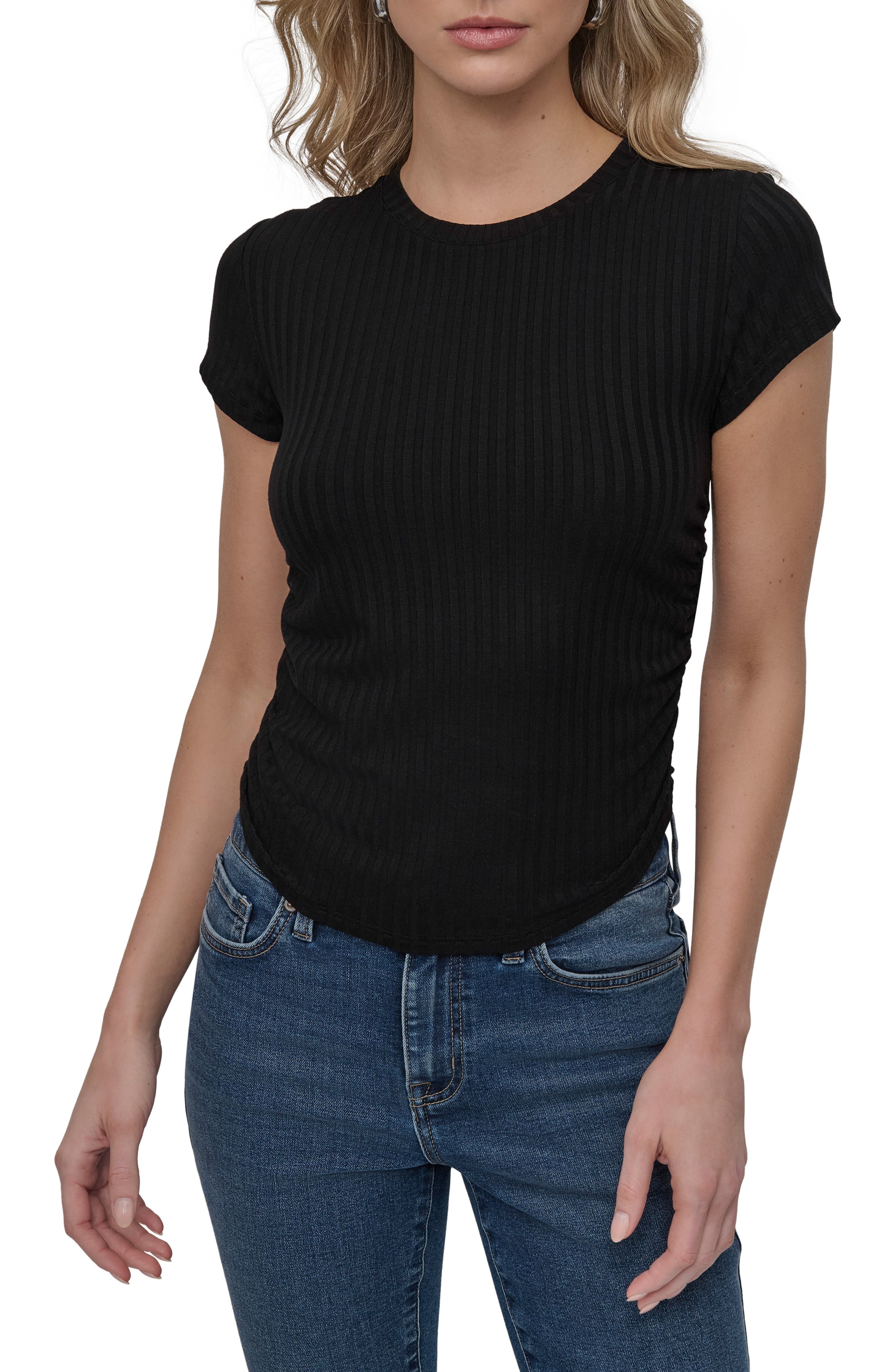 DKNY Jeans Ruched Rib Top