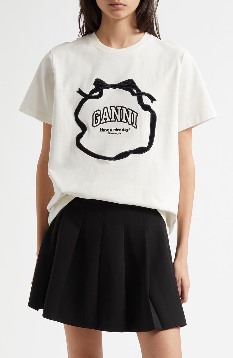 Ganni Logo Graphic Organic Cotton T-Shirt, Main, color,