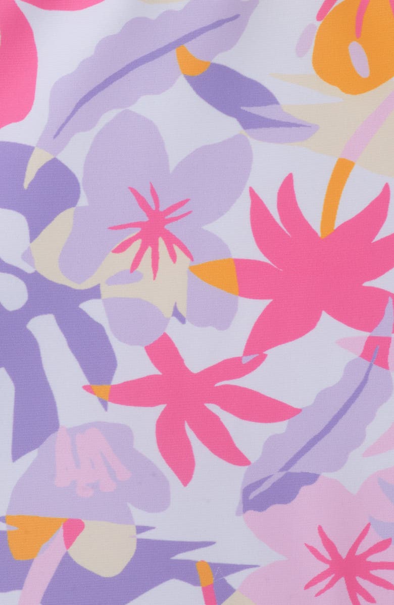 Andy & Evan Kids' Palm Print Long Sleeve Crop Rashguard Two-Piece Swimsuit, Alternate, color, White Palm