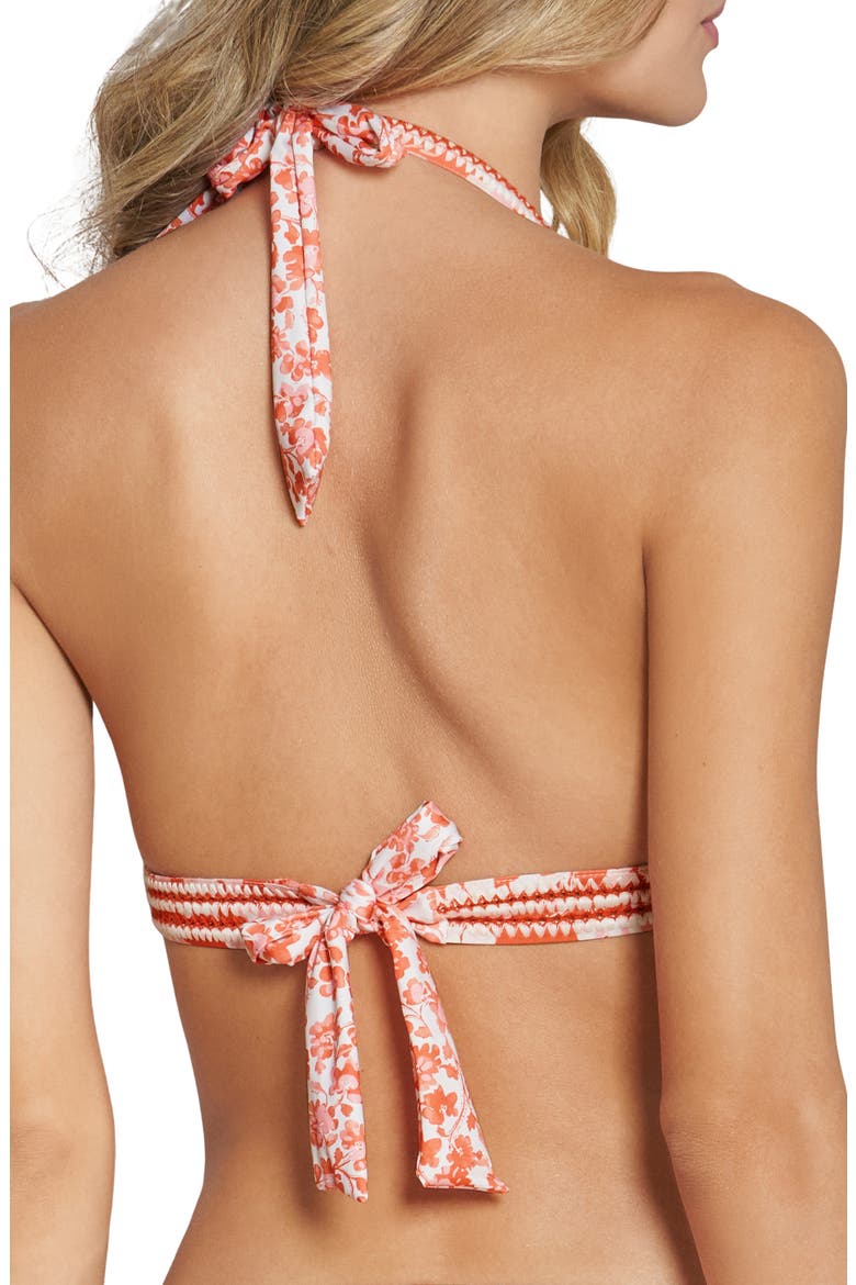 Floral Triangle Bikini Top, Alternate, color, MANDARIN TANGERINE
