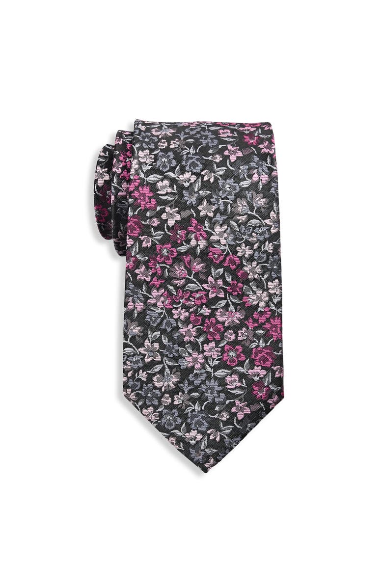 Synrgy by DXL Big & Tall Multicolored Floral Tie, Main, color, Pink