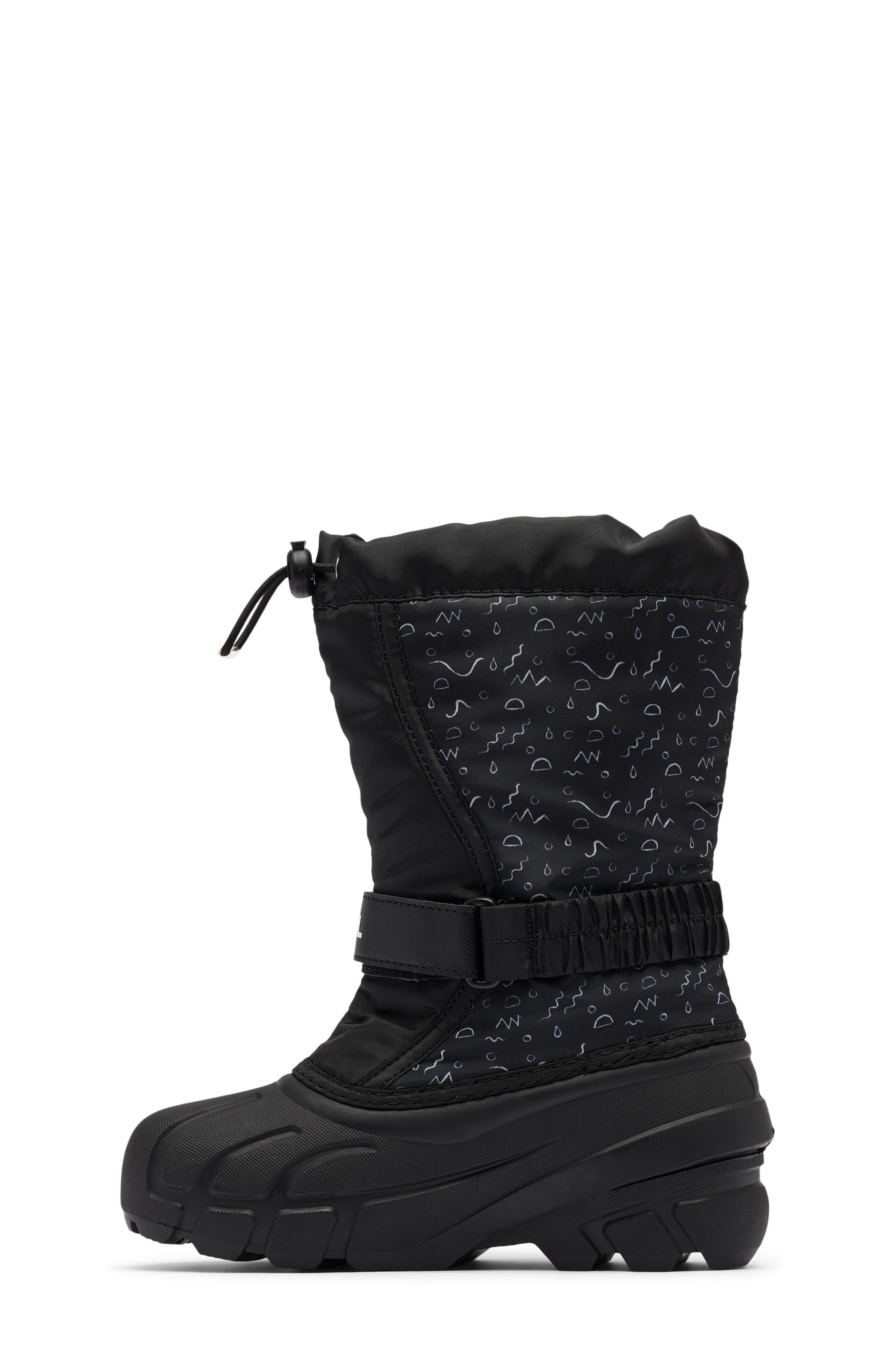 SOREL Kids' Flurry Waterproof Snow Boot, Alternate, color, Black/ Sea Salt