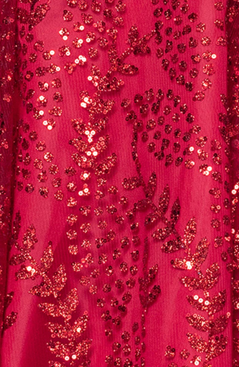 Blondie Nites Glitter Illusion Lace-Up Fit & Flare Dress, Alternate, color, Red