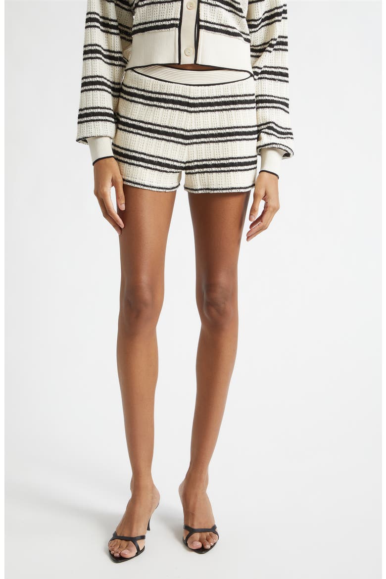 Olympia Stripe Knit Shorts, Main, color, BLACK STRIPE