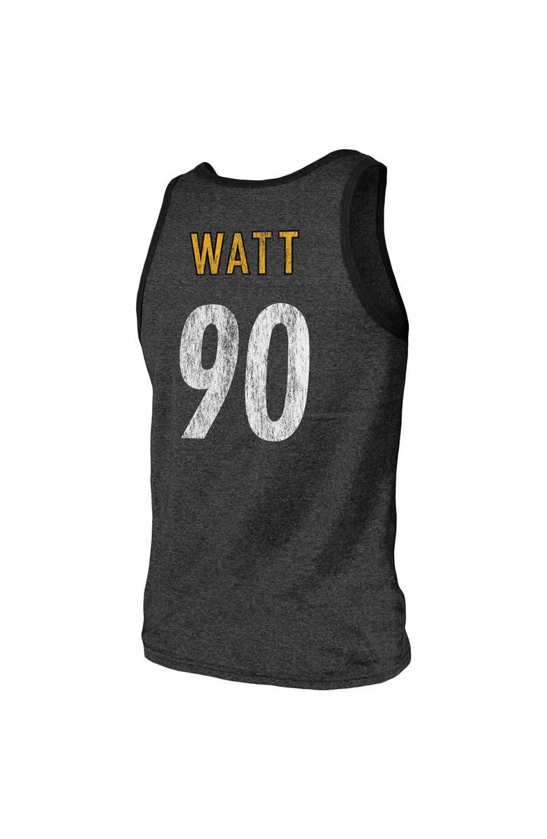 Majestic Threads Men's Majestic Threads T.J. Watt Black Pittsburgh Steelers Name & Number Tri-Blend Tank Top, Alternate, color, 