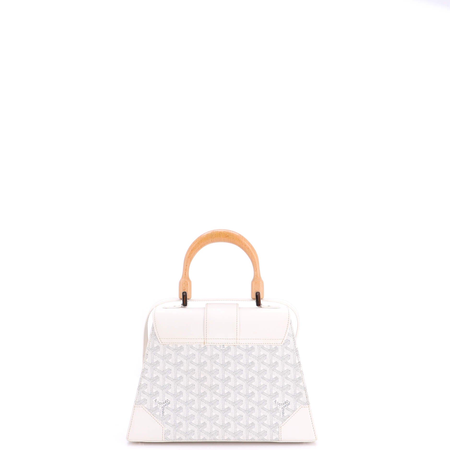 Saigon Top Handle Bag Coated Canvas with Leather PM, Alternate, color, White