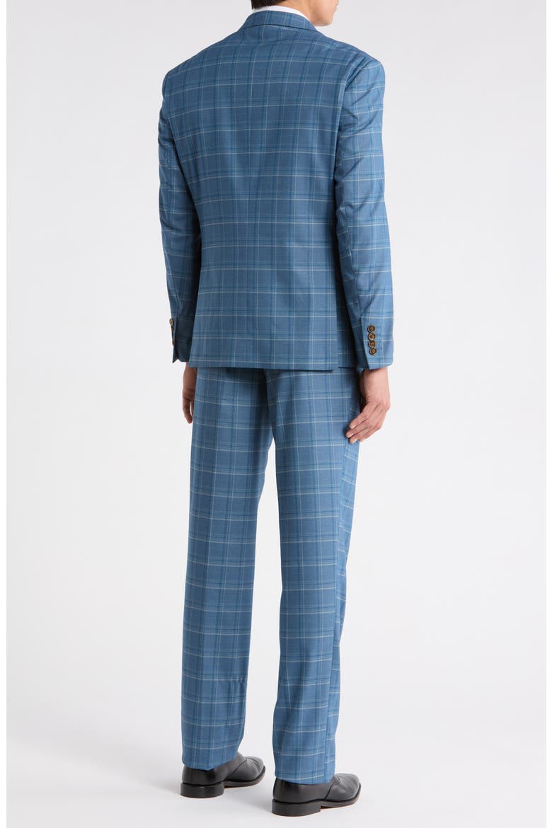 Slim Fit Plaid Stretch Two-Piece Suit, Alternate, color, STEEL BLUE