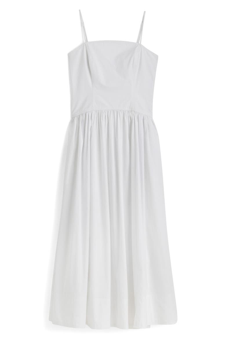 Seamed Poplin Midi Sundress, Alternate, color, WHITE