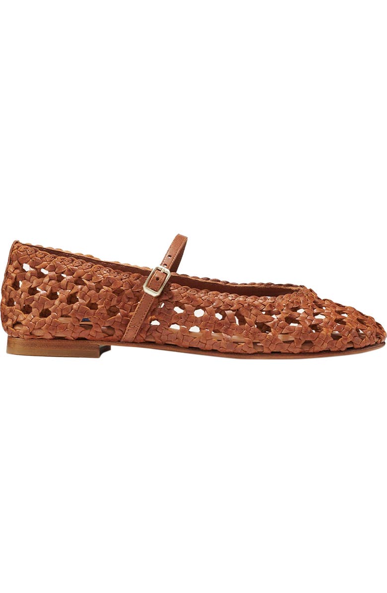 MARGAUX The Woven Demi Jane Flat, Main, color, Saddle Leather
