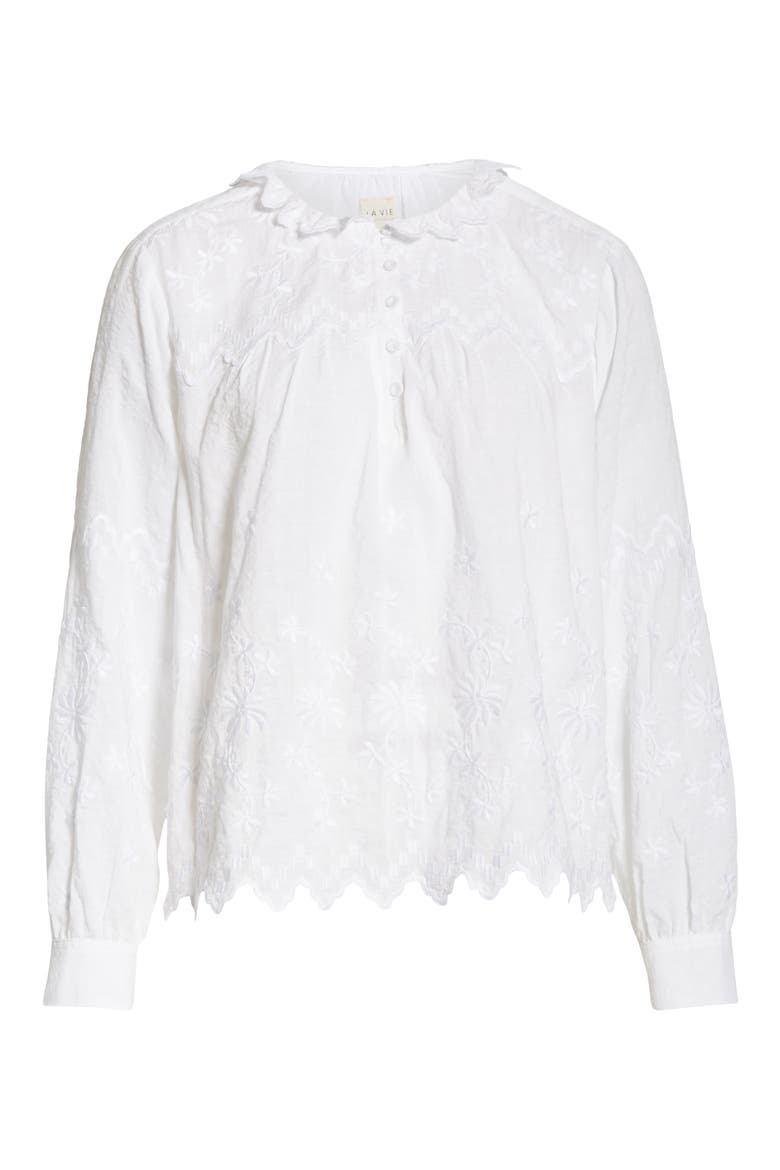 Embroidered Voile Top, Alternate, color, MILK