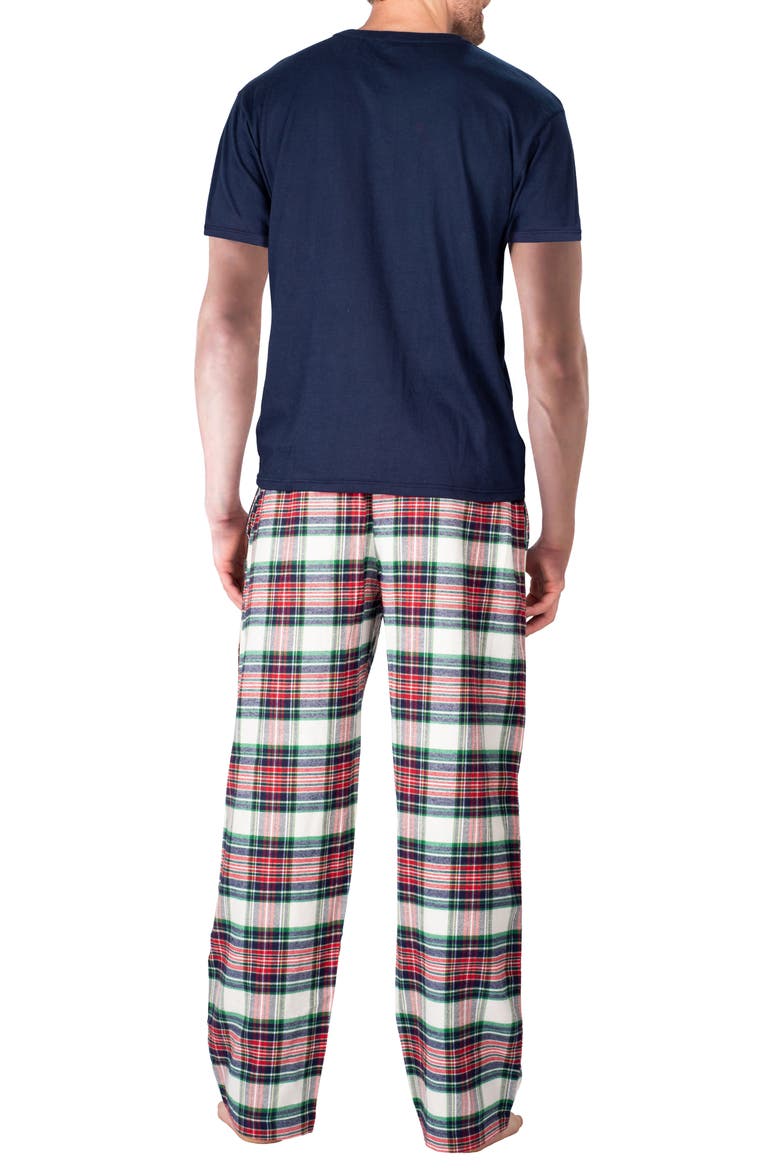 Knit Brushed Grid Flannel Pajamas, Alternate, color, TARTAN PLAID