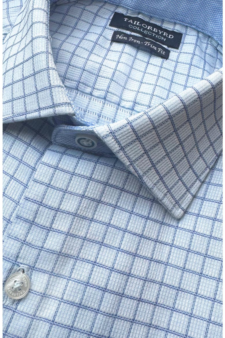 Trim Fit Dobby Check Non-Iron Stretch Dress Shirt, Alternate, color, BLUE