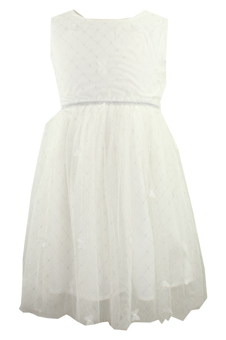 Kids' Rhinestone & Glitter Tulle Dress, Main, color, WHITE