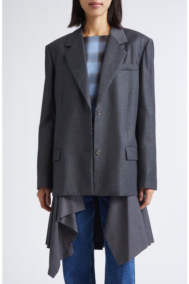 Transformable Single Breasted Wool Blend Blazer, Main, color, GREY WOOL BLEND