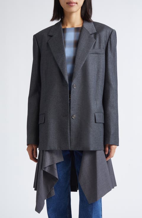 Transformable Single Breasted Wool Blend Blazer