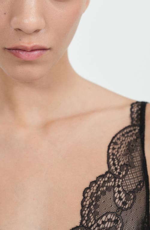 Mango Guipure Slip Dress Black In Black