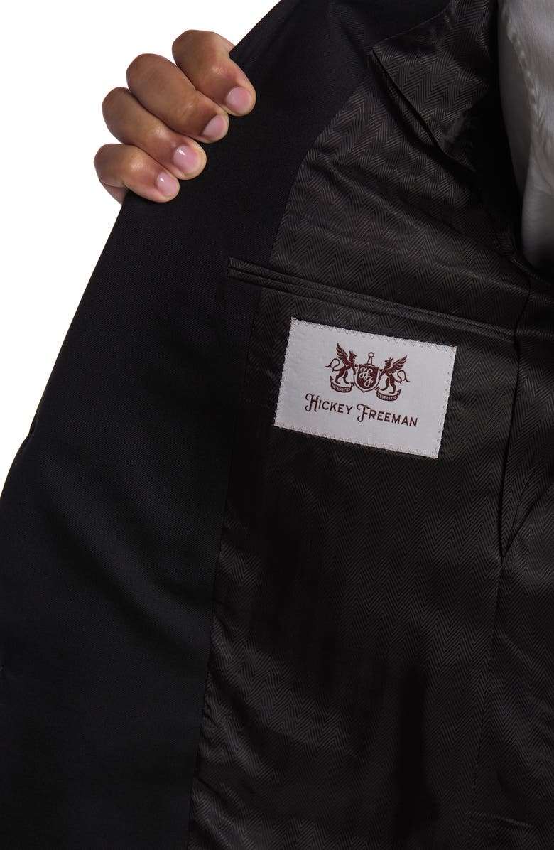 Hickey Freeman Black Solid Two Button Notch Lapel Wool Suit, Alternate, color, 