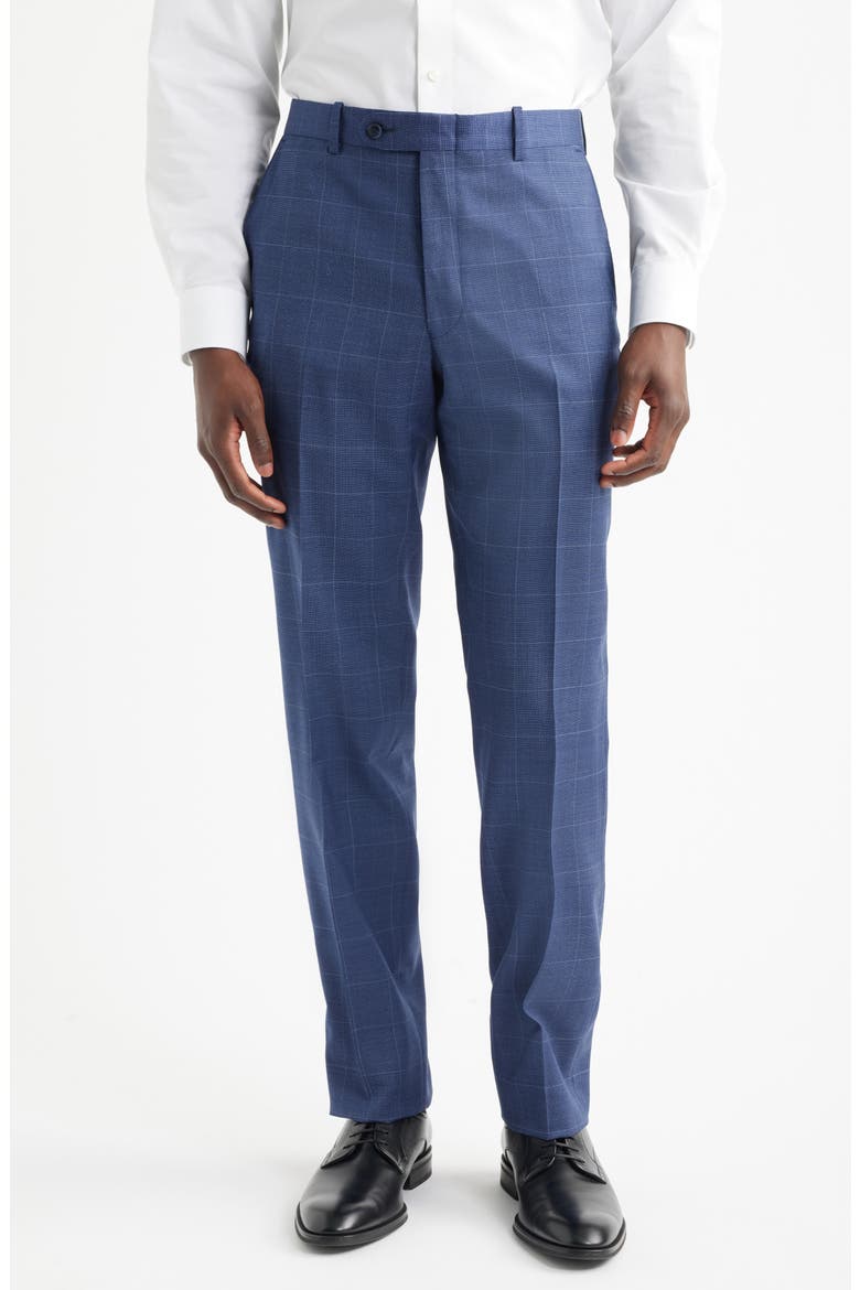 Flynn Classic Fit Medium Blue Windowpane Check Wool Suit, Alternate, color, BLUE