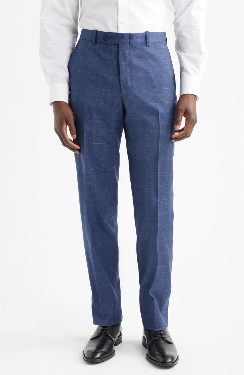 Peter Millar Flynn Classic Fit Medium Blue Windowpane Check Wool Suit, Alternate, color, Blue