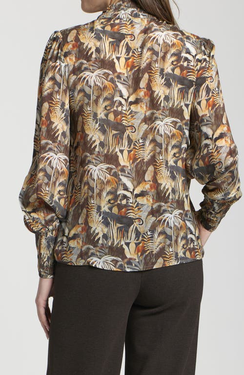 Apny Puff Shoulder Button Front Top In Multi