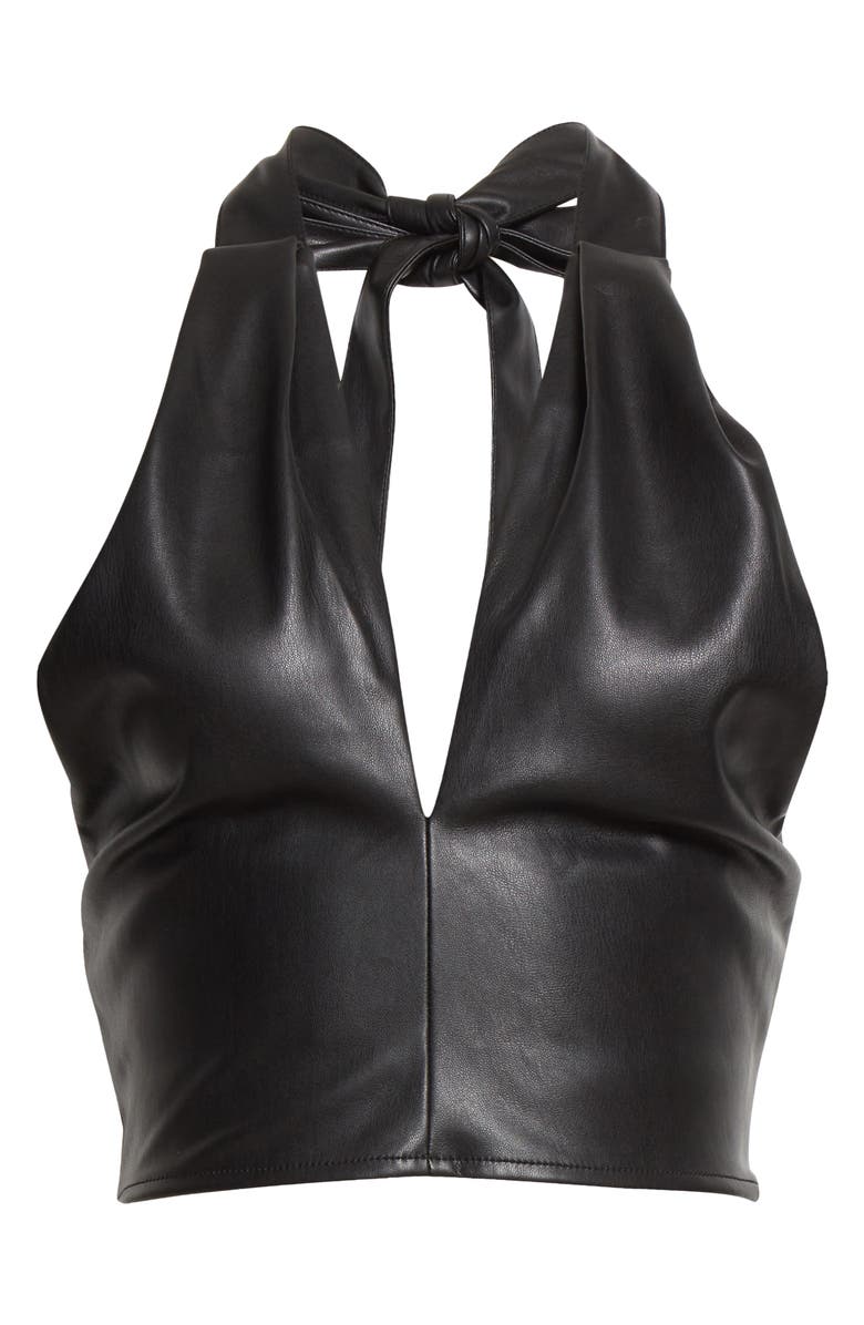 STAUD Kai Faux Leather Halter Top, Alternate, color,