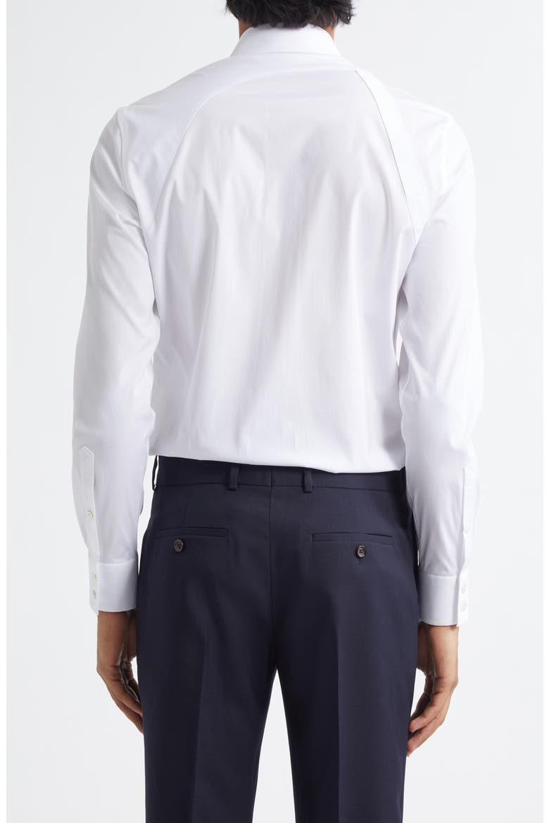 Logo Tape Harness Stretch Cotton Button-Up Shirt, Alternate, color, OPTICALWHITE