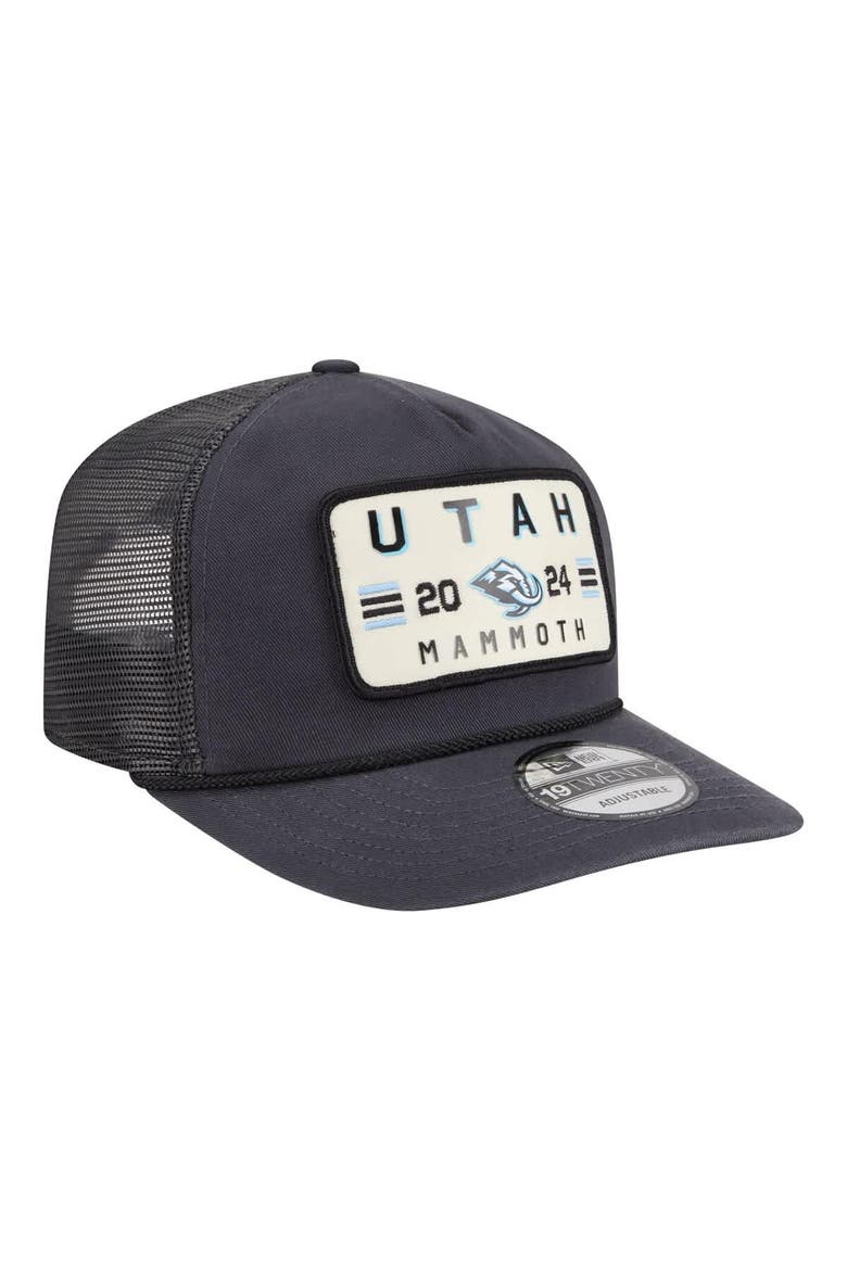 Men's New Era Charcoal Utah Mammoth Washed Patch 19TWENTY Trucker Adjustable Hat, Alternate, color, Charcoal