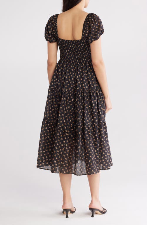 Melloday Ditsy Print Midi Dress In Black Multi