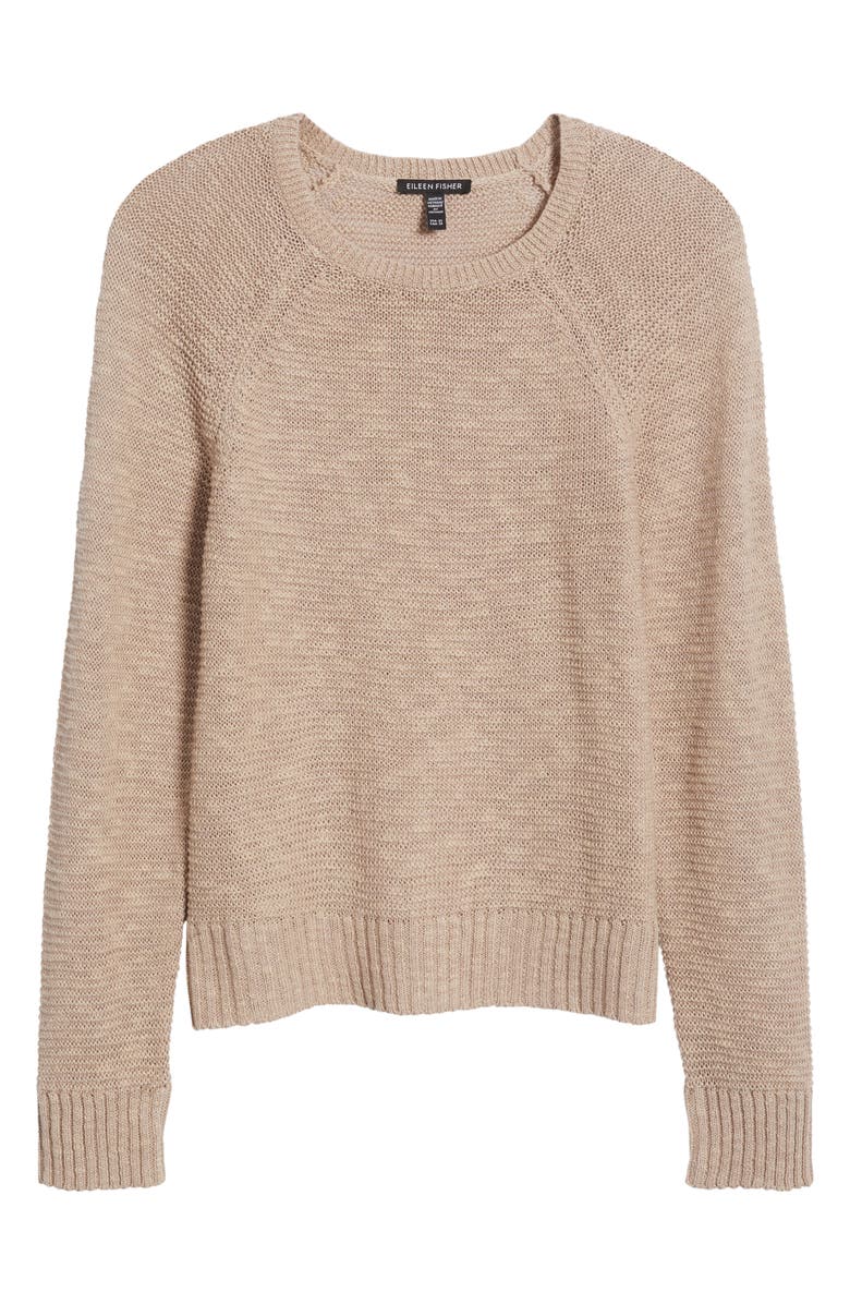 Eileen Fisher Raglan Sleeve Organic Linen & Organic Cotton Sweater, Alternate, color, Wheat