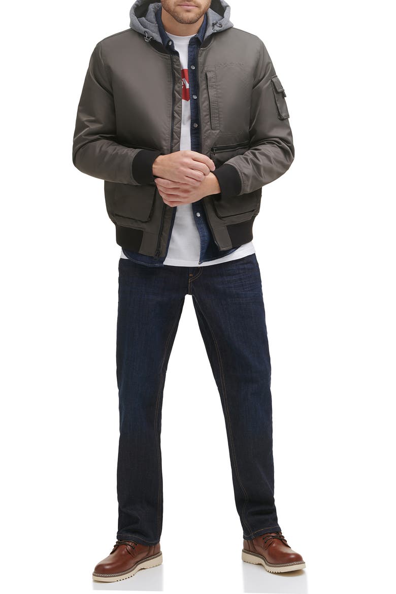 Levi's® Flight Hooded Bomber Jacket, Alternate, color, ARMY GREEN