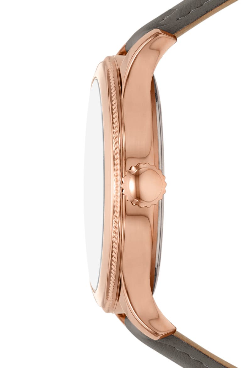 Brynn Multifunction Leather Strap Watch, 38mm, Alternate, color, BROWN/ ROSE GOLD