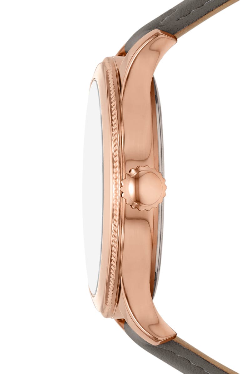 Fossil Brynn Multifunction Leather Strap Watch, 38mm, Alternate, color, Brown/ Rose Gold