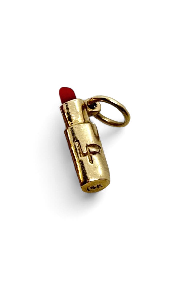 Small Lipstick Charm, Main, color, GOLD / RED