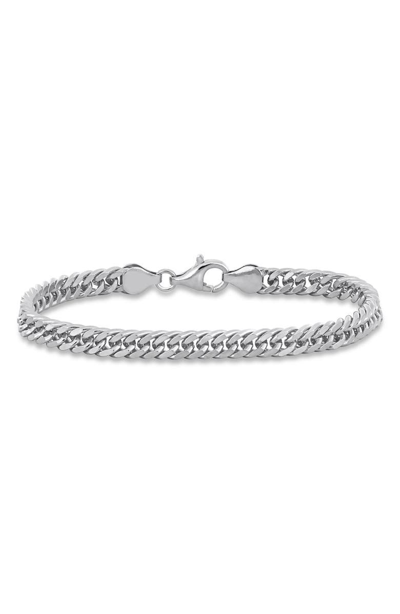 DELMAR Men's Double Curb Link Bracelet, Main, color, Silver