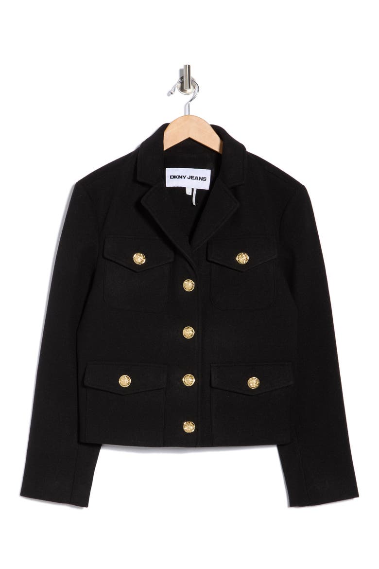 Crop Button Jacket, Alternate, color, BLACK