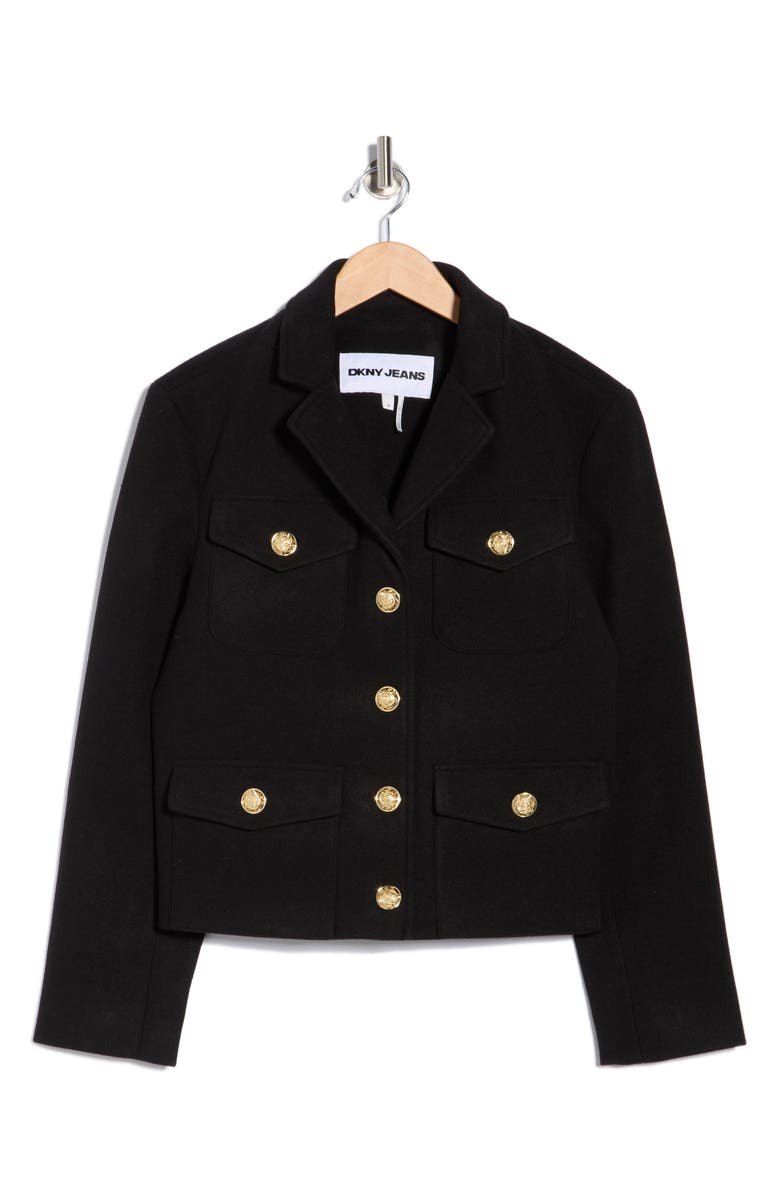 DKNY Jeans Crop Button Jacket, Alternate, color, Black