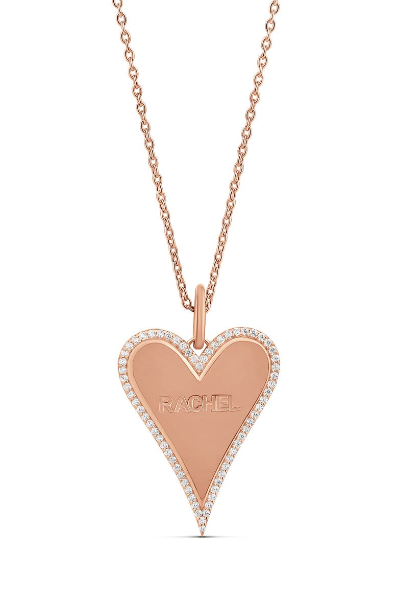 Pavé Heart Name Pendant Necklace, Main, color, ROSE
