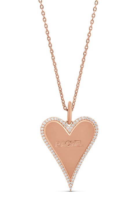 Pavé Heart Name Pendant Necklace