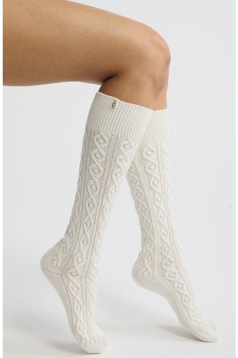 Rensa Cable Knit Knee High Socks, Main, color, CREAM