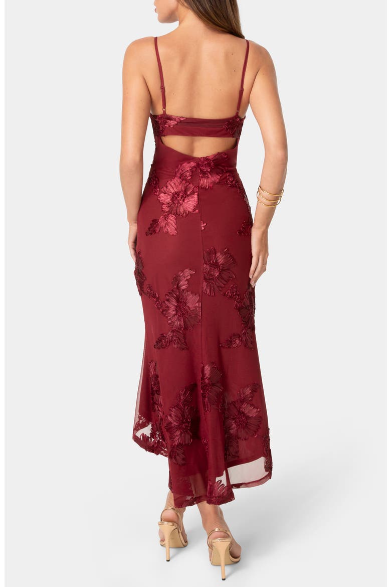 Soutache V-Neck High-Low Maxi Dress, Alternate, color, WINE