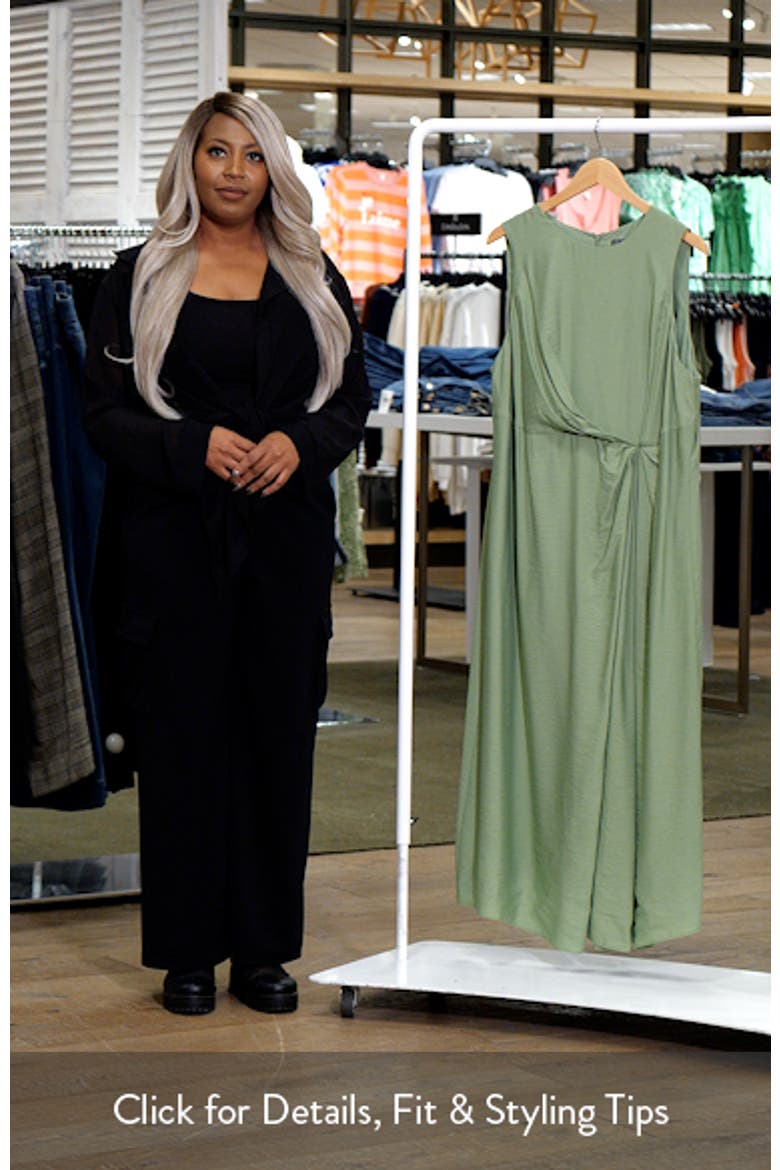 Draped Faux Wrap Midi Dress video