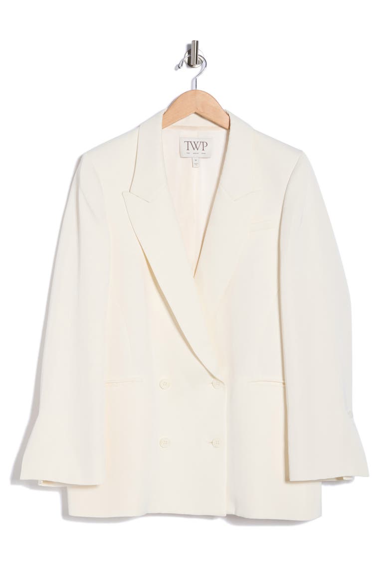 Tabitha Double Breasted Stretch Blazer, Alternate, color, BONE