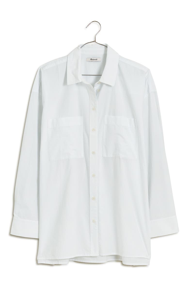 The Oversize Straight Hem Signature Poplin Shirt, Alternate, color, EYELET WHITE