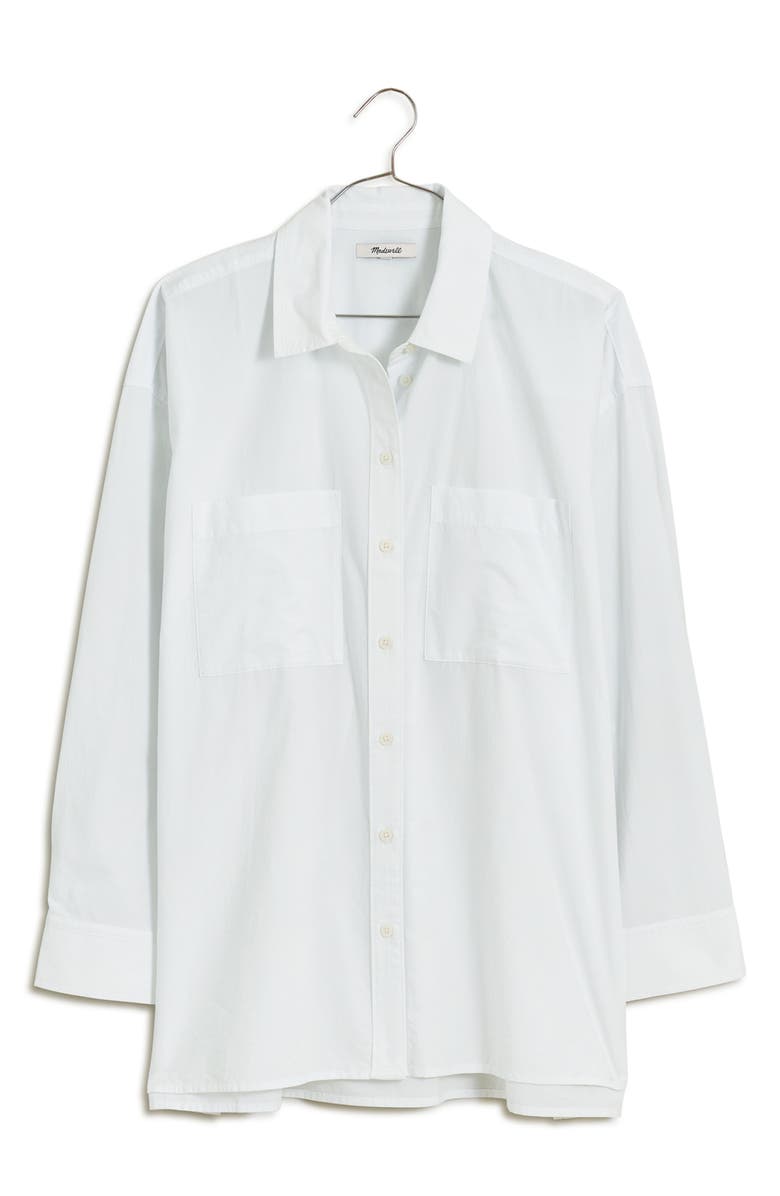 Madewell The Oversize Straight Hem Signature Poplin Shirt, Alternate, color, Eyelet White